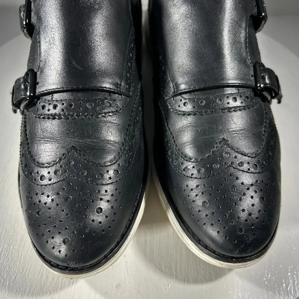 Cole Haan Wingtip Monk Strap Buckle Double Strap Womens Dress Shoes Size 9 Black - Picture 4 of 12